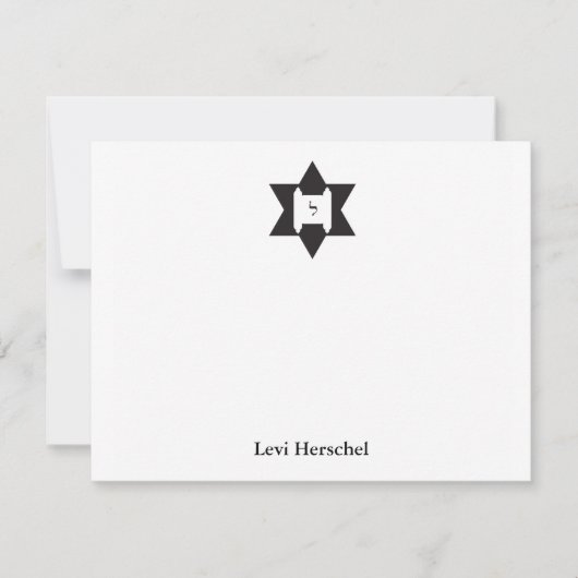 Jewish Star van David Bar Mitzvah Dank je Notitiekaartje (Voorkant)