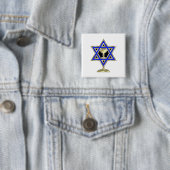 Jewish Star Vierkante Button 5,1 Cm (In situ)