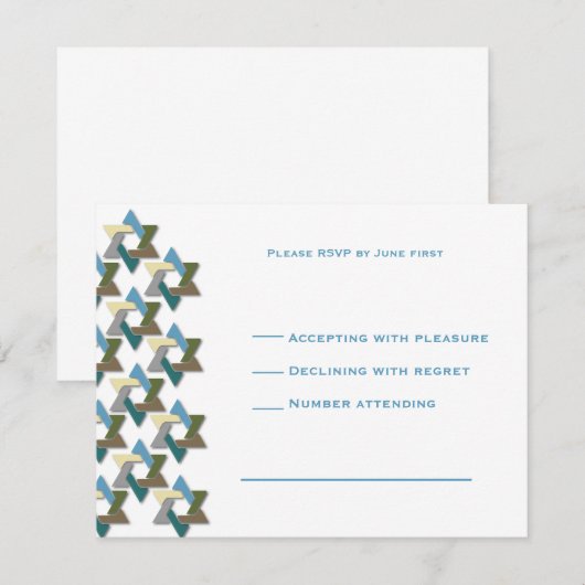 Jewish Stars Bar Mitzvah Uitnodiging RSVP (Voorkant / Achterkant)