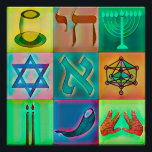 Jewish Symbols Pop Art Perfect Poster<br><div class="desc">Andy's warhol pop-stijl toegepast op joodse symbolen</div>