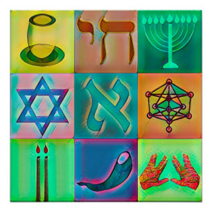 Jewish Symbols Pop Art Perfect Poster