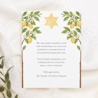 Jewish Sympathy Star Lemon Tree Waterverf Shiva
