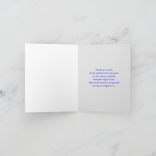 Jewish Sympathy Thank You Note Kaart - Blauw (Binnen)