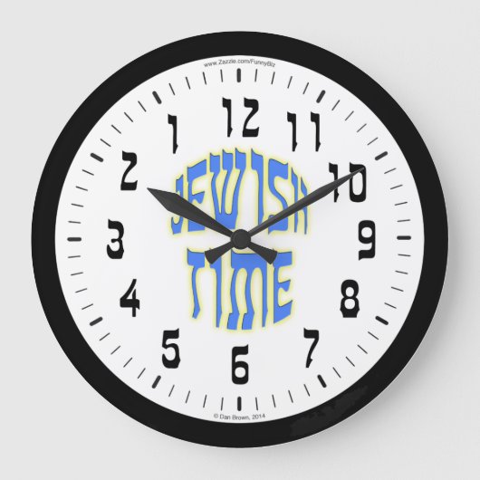 Jewish Time Reversed Numbers Wall Clock Grote Klok (Voorkant)