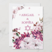 Jewish Twin Girls Floral Naming Ceremony Hebrew Kaart (Achterkant)