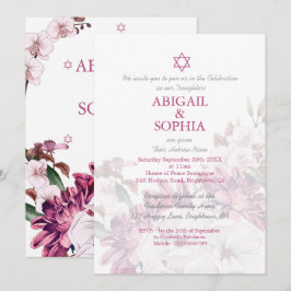 Jewish Twin Girls Floral Naming Ceremony Hebrew Kaart