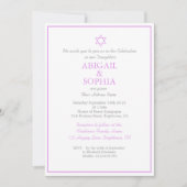 Jewish Twin Girls Naming Ceremony Hebrew Paars Kaart (Voorkant)