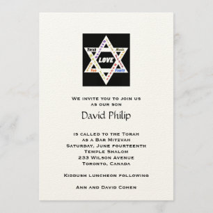 Jewish Values Star Bar Mitzvah Kaart