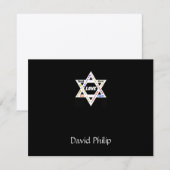 Jewish Values Star Black Bar Mitzvah DankYou Kaart (Voorkant / Achterkant)