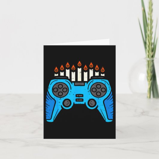 Jewish Video Game Gamer Hanukkah Chanukah Men Boy  Kaart (Voorkant)