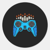 Jewish Video Game Gamer Hanukkah Chanukah Men Boy  Ronde Sticker (Voorkant)