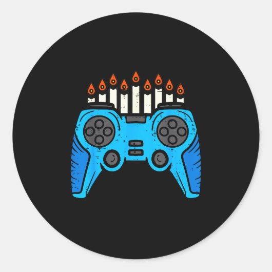 Jewish Video Game Gamer Hanukkah Chanukah Men Boy  Ronde Sticker (Voorkant)