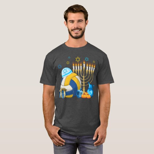 Jewish Volleyball Menorah Hanukkah Chanukah Sport T-shirt (Voorkant volledig)