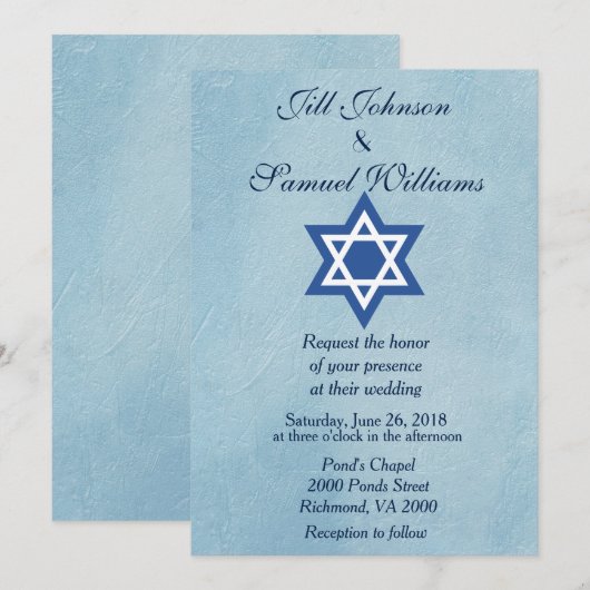 Jewish Wedding Star van David Kaart (Voorkant / Achterkant)