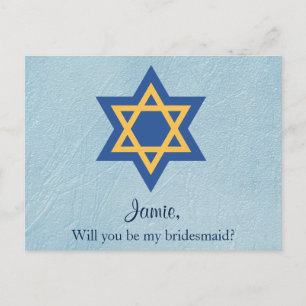 Jewish Will You Be My Bridesmaid Star of David Uitnodiging Briefkaart