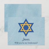 Jewish Will You Be My Bridesmaid Star of David Uitnodiging Briefkaart (Voorkant / Achterkant)