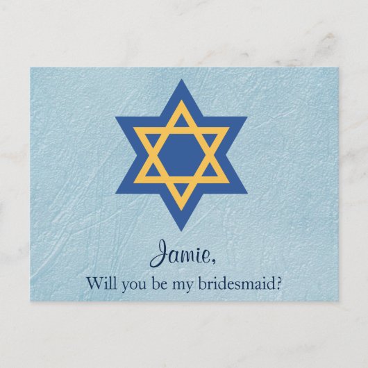 Jewish Will You Be My Bridesmaid Star of David Uitnodiging Briefkaart (Voorkant)