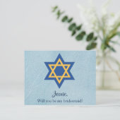 Jewish Will You Be My Bridesmaid Star of David Uitnodiging Briefkaart (Staand voorkant)