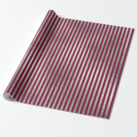 Jewlery Stripes Maroon Burgundy Silver Vip Cadeaupapier (Uitgerold)