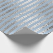 Jewlery Stripes Pastel Blue Silver Lines Vip Cadeaupapier (Hoek)