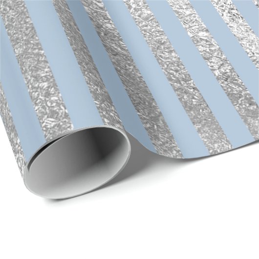 Jewlery Stripes Pastel Blue Silver Lines Vip Cadeaupapier (Rol Hoek)