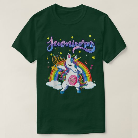 Jewnicorn Funny Hanukkah Unicorn Rainbow Hanukkah T-shirt (Design voorkant)