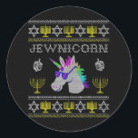 Jewnicorn Funny Jewish Unicorn Hanukkah Chanukah Ronde Sticker<br><div class="desc">Jewnicorn Funny Jewish Unicorn Hanukkah Chanukah</div>
