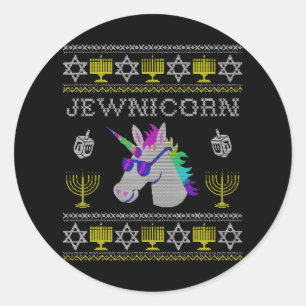 Jewnicorn Funny Jewish Unicorn Hanukkah Chanukah Ronde Sticker