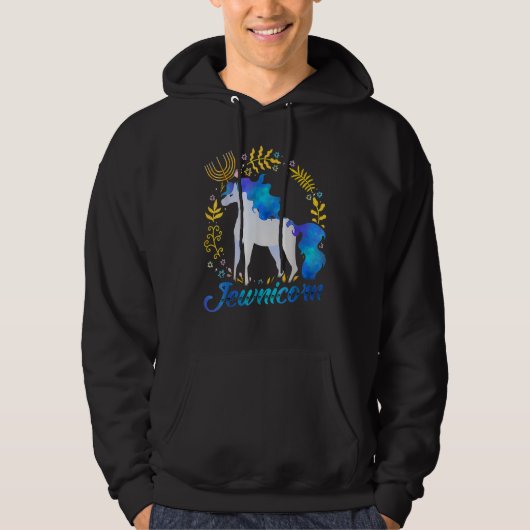 Jewnicorn Jewish Unicorn Chanukah Hanukkah Jew Hoodie (Voorkant)