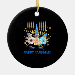 Jewnicorn Jewish Unicorn Chanukah Happy Hanukkah K Keramisch Ornament
