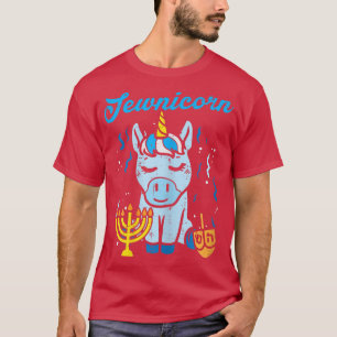 Jewnicorn Joodse Eenhoorn Cute Hanukkah Pyjama Cha T-shirt