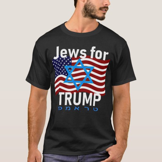 Jews forrump American Flag Star of David Hebrew Su T-shirt (Voorkant)
