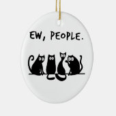 Jez mensen grappig miauwende zwarte katten keramisch ornament (Rechts)