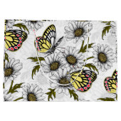 Jezebel vlinders en daisy bloemen op wit groot cadeauzakje (Achterkant)