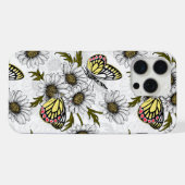 Jezebel vlinders en daisy bloemen op wit iPhone hoesje (Achterkant horizontaal)