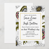 Jezebel vlinders en daisy bloemen op wit kaart (Voorkant / Achterkant)