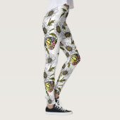 Jezebel vlinders en daisy bloemen op wit leggings (Rechts)