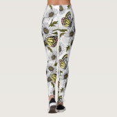 Jezebel vlinders en daisy bloemen op wit leggings (Achterkant)