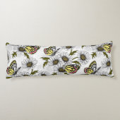 Jezebel vlinders en daisy bloemen op wit lichaamskussen (Achterkant)