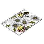 Jezebel vlinders en daisy bloemen op wit notitieboek (Linkerzijde)