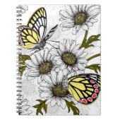 Jezebel vlinders en daisy bloemen op wit notitieboek (Voorkant)