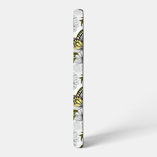 Jezebel vlinders en daisy bloemen op wit samsung galaxy hoesje (Linkerkant)