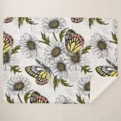Jezebel vlinders en daisy bloemen op wit sherpa deken (Voorkant (horizontaal))