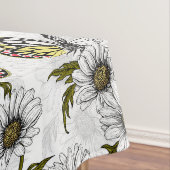 Jezebel vlinders en daisy bloemen op wit tafelkleed (Voorbeeld)