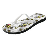Jezebel vlinders en daisy bloemen op wit teenslippers (Schuin)