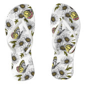 Jezebel vlinders en daisy bloemen op wit teenslippers (Voetbed)