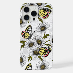 Jezebel vlinders en madeliefjes op wit iPhone 15 pro max case