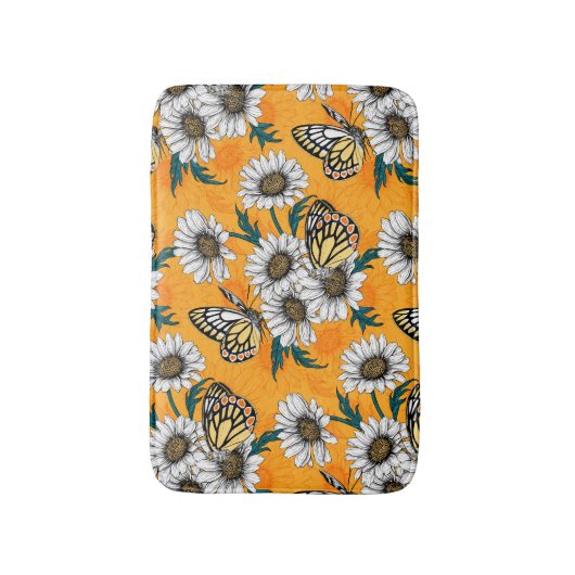Jezebelvlinders en daisy bloemen badmat (Voorkant Verticaal)