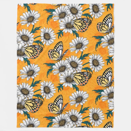 Jezebelvlinders en daisy bloemen fleece deken (Voorkant)