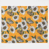 Jezebelvlinders en daisy bloemen fleece deken (Voorkant (Horizontaal))